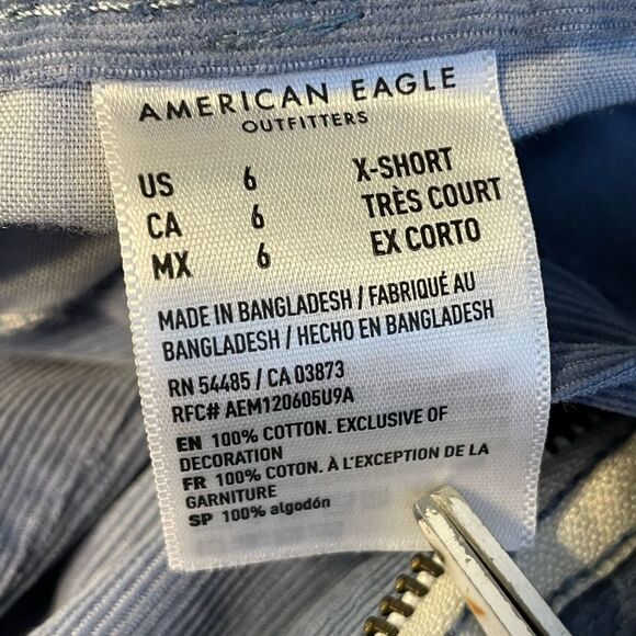 American Eagle Corduroy Mom Jeans Blue 6 Extra Short - Picture 9 of 10